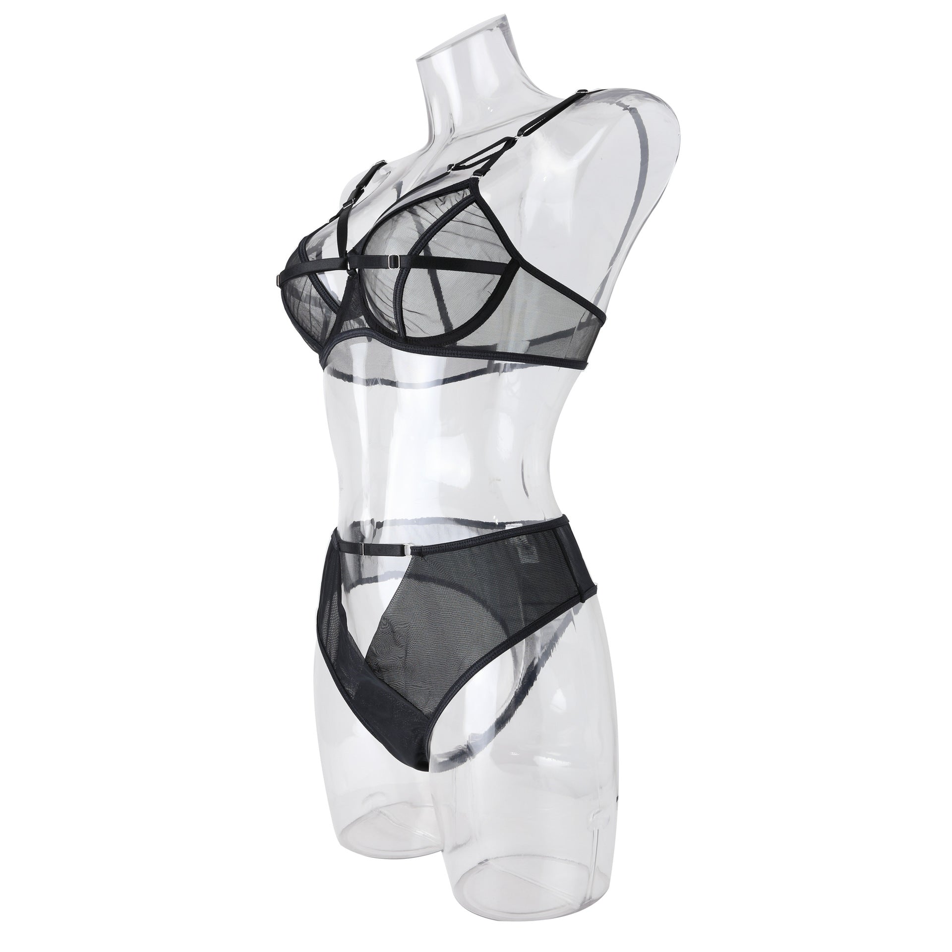 Chic Sexy Lingerie Mesh Bra Set with Cros
